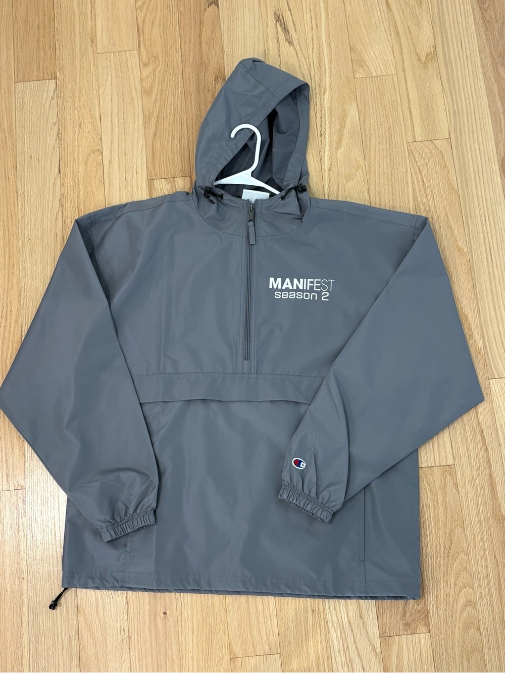Champion Gray Hooded Anorak with MANIFEST Season 2 Print
